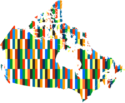 Carte du Canada avec les couleurs du Partenariat pour un gouvernement ouvert