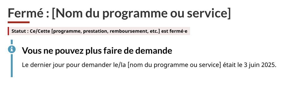 Alerte d'information en haut de la page. Version texte ci-dessous.